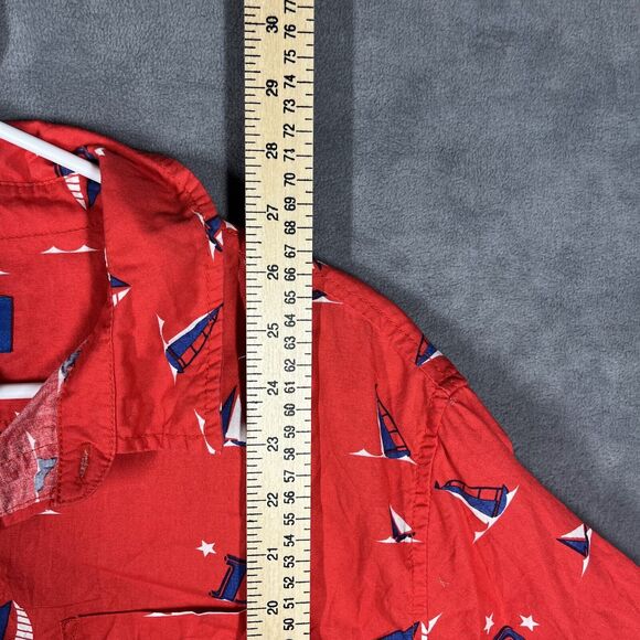 OF Odd Future Shirt Men's Medium Red Ship Print Cotton Short Sleeve Button-Up - Picture 5 of 6